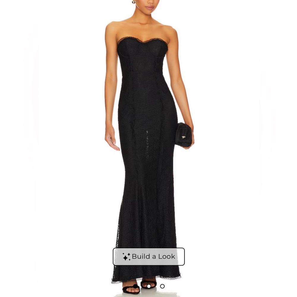 MAJORELLE Strapless Black Maxi Dress